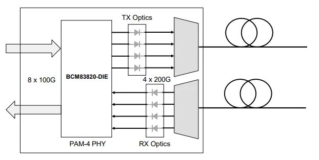 Application diagram of the BCM83820-DIE